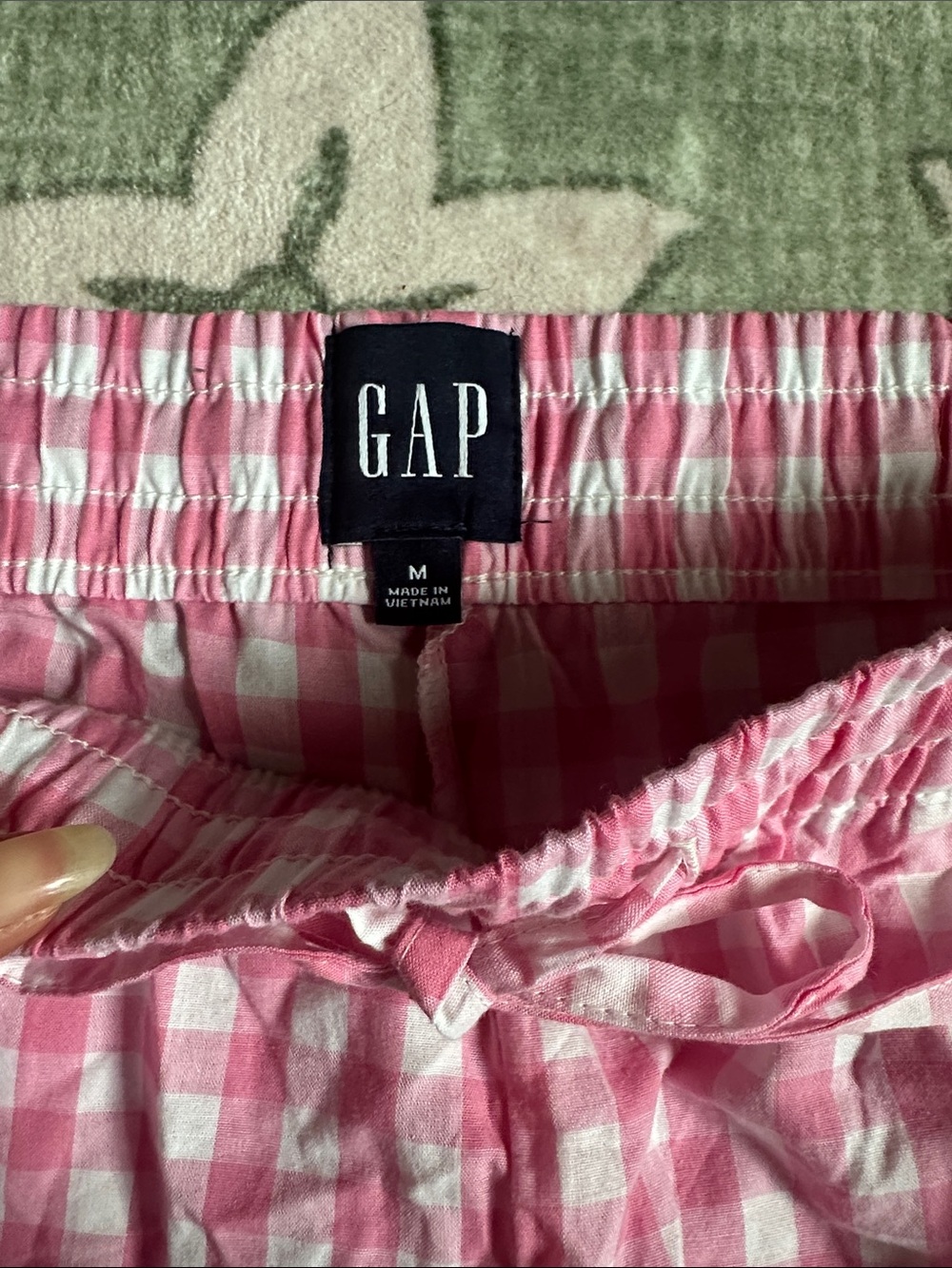 Pink Floral and Pink Gingham Pajama Pants Set Sz M - Picture 7 of 10